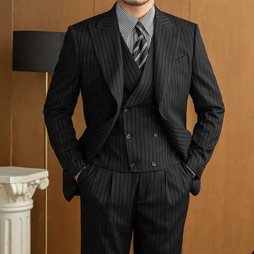 Aidase Commercial Men's Suit 3Pieces Blazer Vest Pants Bow Collar Single Breasted Buckle Work Wear Bussiness Wedding Costume Size Color aidase-shop